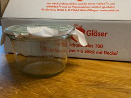 Weck Gläser 1/4 Liter Sturzform 6 Stück mit Deckel