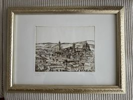 antiker Reliefdruck von Florenz mit Rahmen
