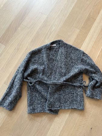 Zara Strickjacke Alpaka-Mix, Grau meliert, Grösse M