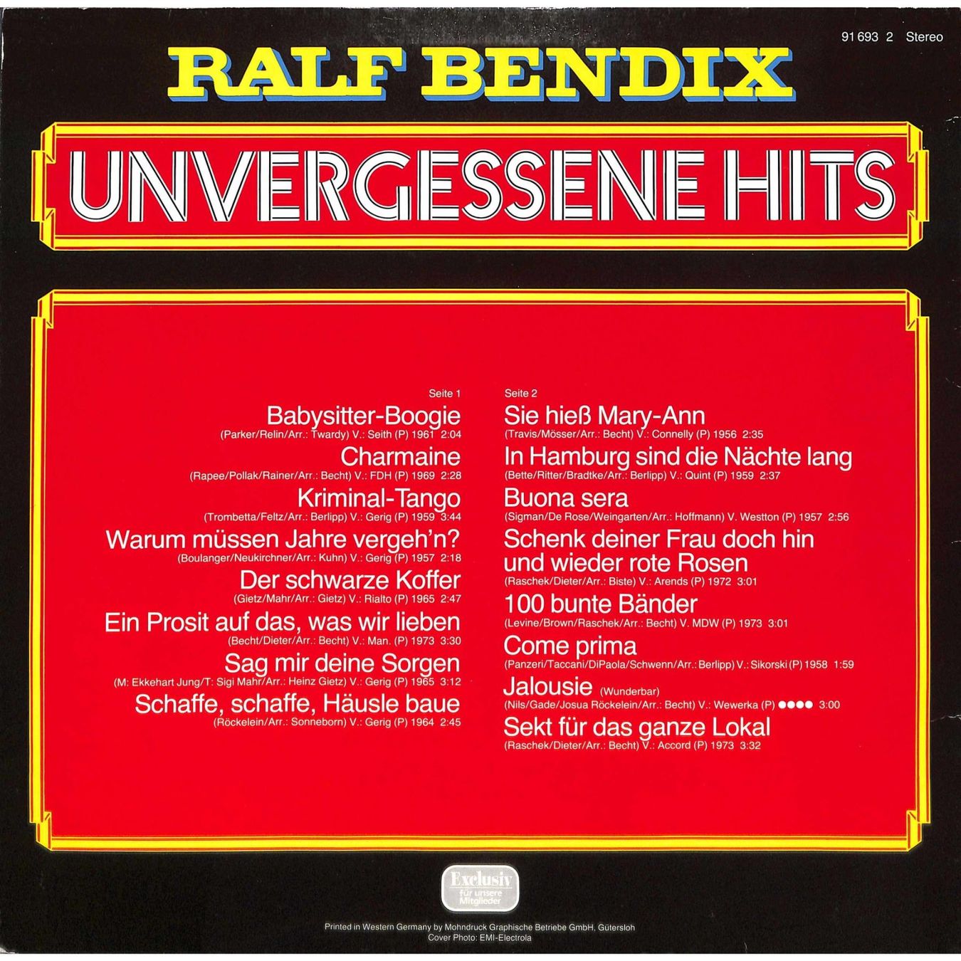 Dischi in vinile: LP: Ralf Bendix – Unvergessene Hits - 1982 – Usato da Trimmis venduto da Dres2 1