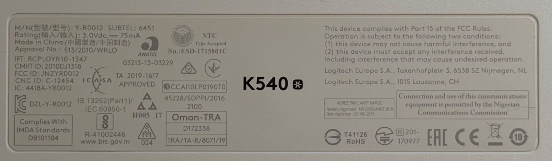 Logitech Tastiere: Logitech K540 Bundle – Usato da Stäfa venduto da fli_l856 2