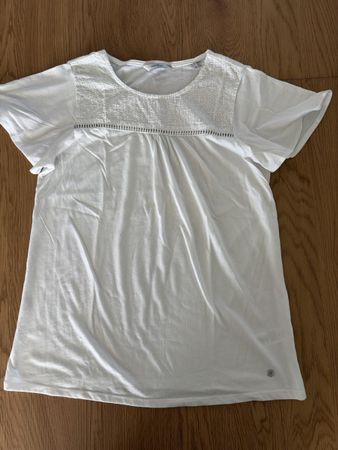 Schönes Weiss Sommer T-Shirt mit Stickerei Gr. M