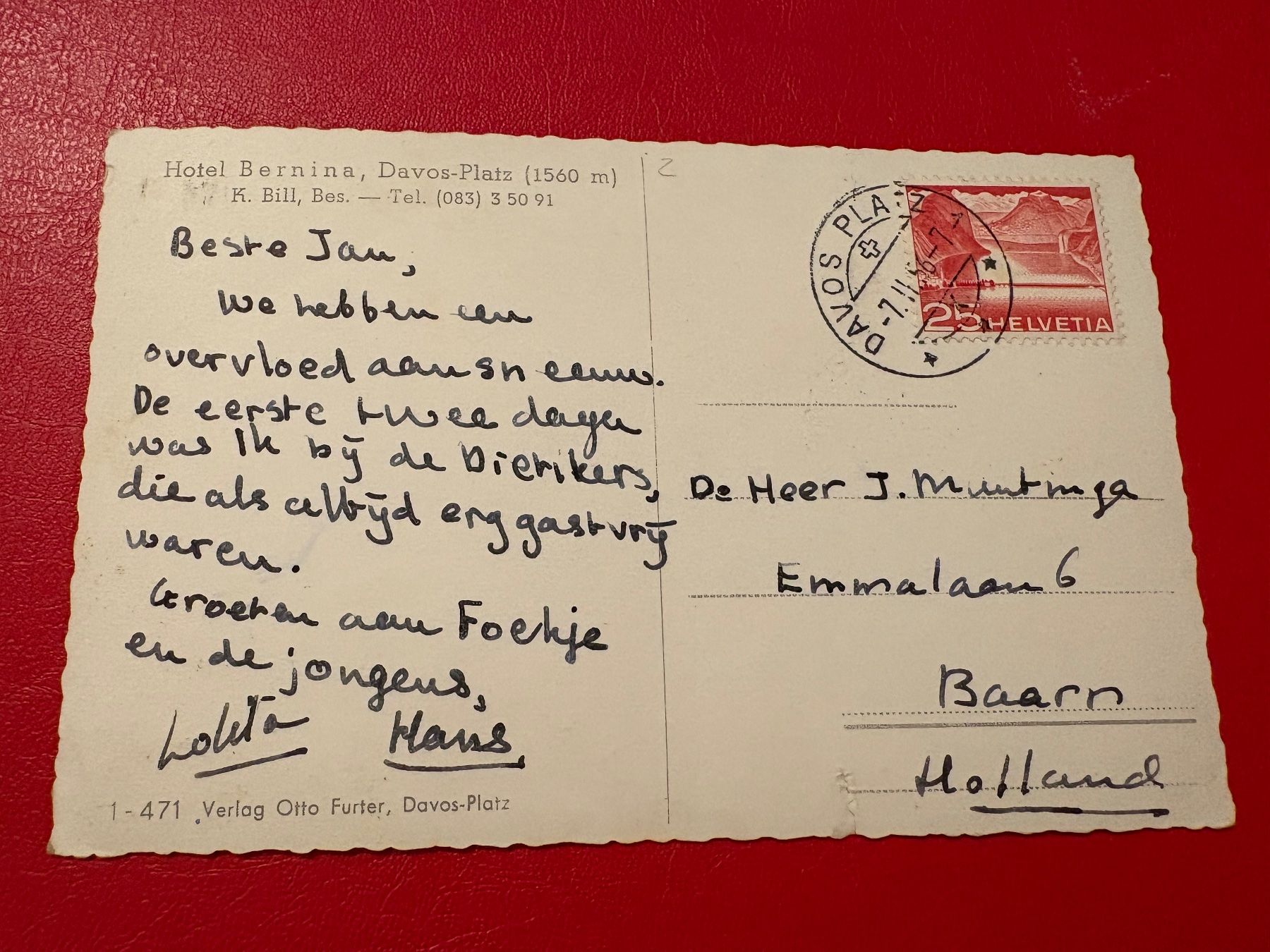 Cartoline postali: 1956 // Davos-Platz // Hotel Bernina – Usato da St-Légier-Chiésaz venduto da Theo006 1