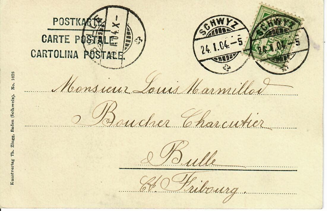 Cartoline postali: Schwyz  1904 – Usato da Hochdorf venduto da Ziegel-16 1