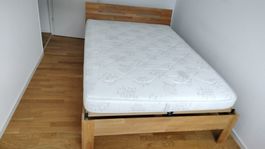 Wodden double bed + mattress