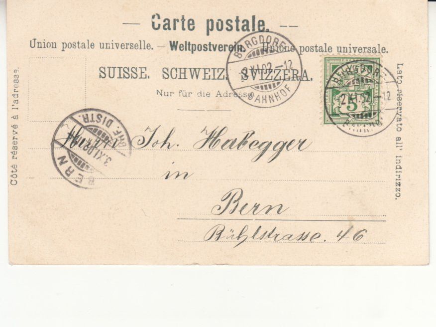 Cartoline postali: Burgdorf 1902 – Usato da Bürglen TG venduto da StampGraf 1