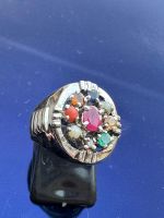 Navratna Ring Neun Edelsteine Neun Planeten Sterling Silber