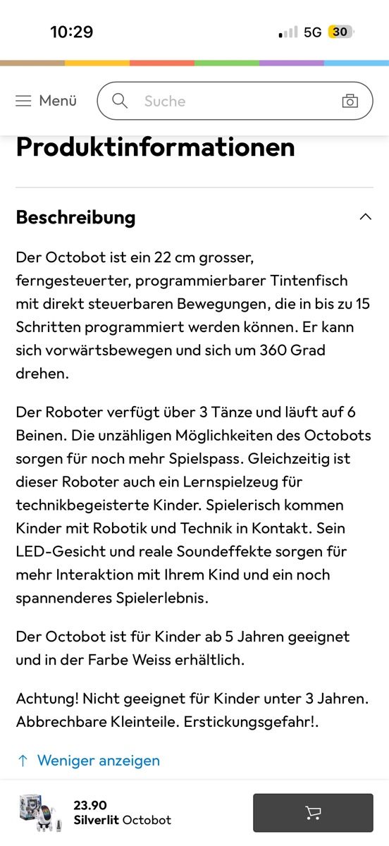 Giocattoli: Buki Roboter Marko und Silverlit Octobot neuwertig, – Nuovo (secondo la descrizione) da arbon venduto da auri4 5
