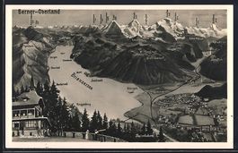 Brienz, Landkarte Brienzersee mit Umgebu