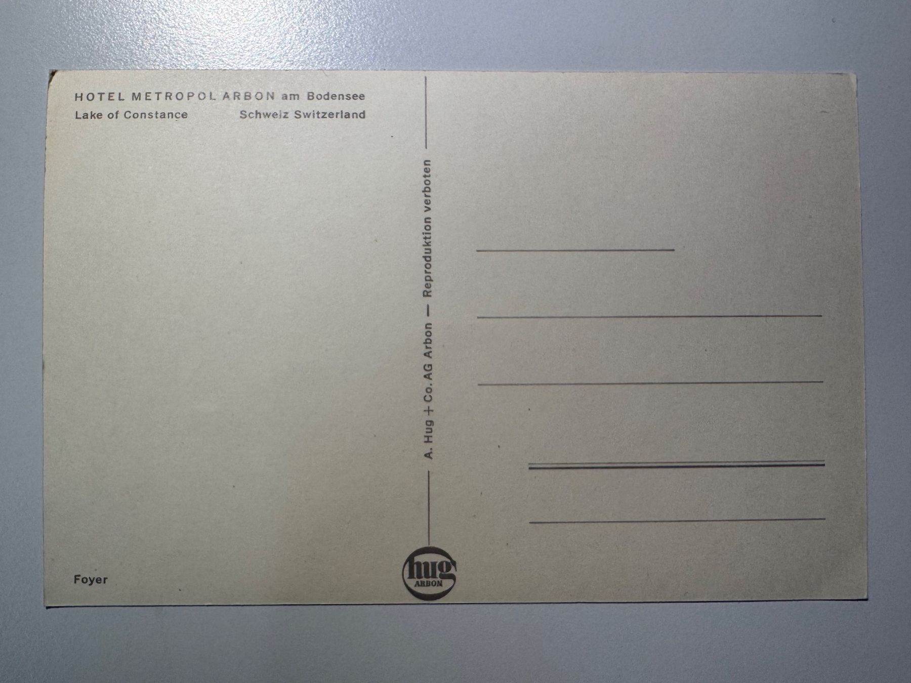 Ansichtskarten: ALTE ANSICHTSKARTE, Hotel Metropol, Arbon am Bodensee – Gebraucht aus Ostermundigen von L29 1
