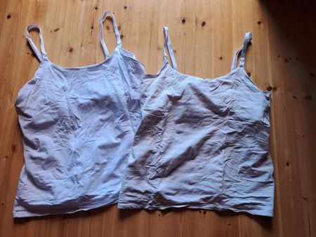 2 Stilltops Gr. L - Mint-weiss gestreift & weiss