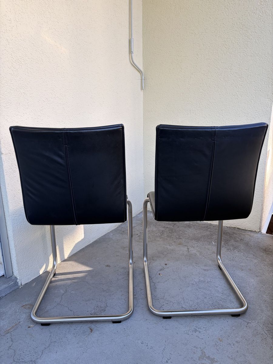 Girsberger Stühle: Freischwinger-Stuhl echtes Leder schwarz – Gebraucht aus Zürich von Amamon 3