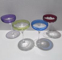 4er Set Champagner- Schalen - Kristallglas - Waterford, bunt