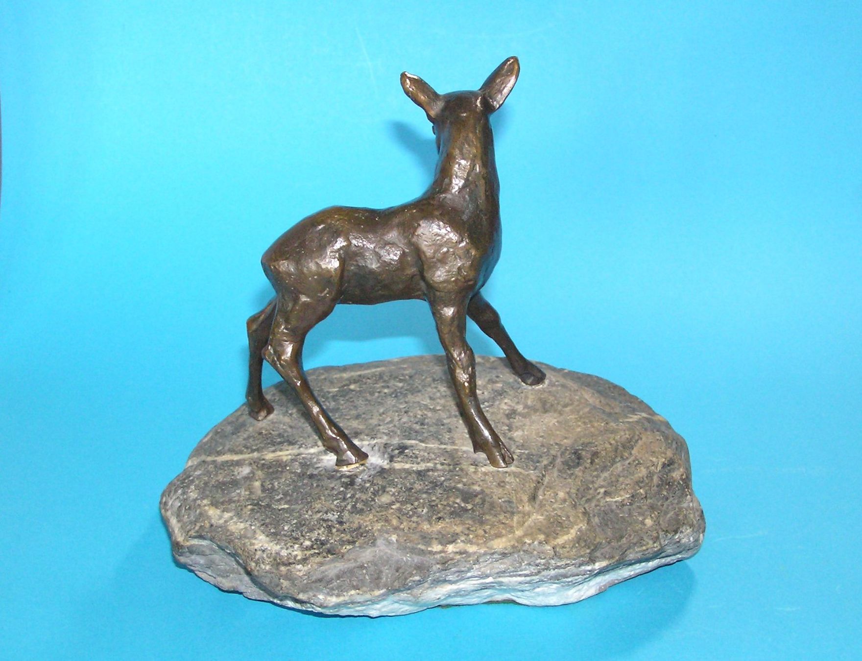 Sculture & Statue: CHARLES REUSSNER BRONZE REHKITZ FAON SKULPTUR – Usato da Grenchen venduto da Antique-hunter 3