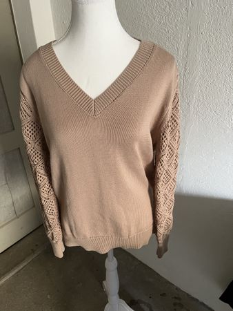 Beige Pullover mit Spitze XL, Herbst-Chic für Sie!