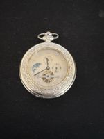 Taschenuhr mit Mondphase skelettiert silberfarben