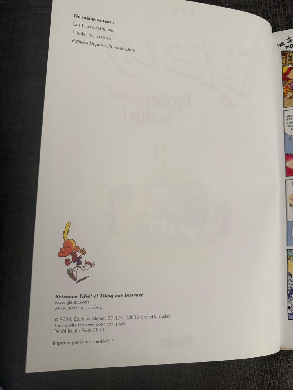 Fumetti: Titeuf  8 Lâchez moi le Slip EO 2000 Glénat – Usato da Fribourg venduto da J334455 3