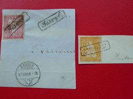 GISWYL (OW), 2 Briefstücke mit seltenen Stempeln !