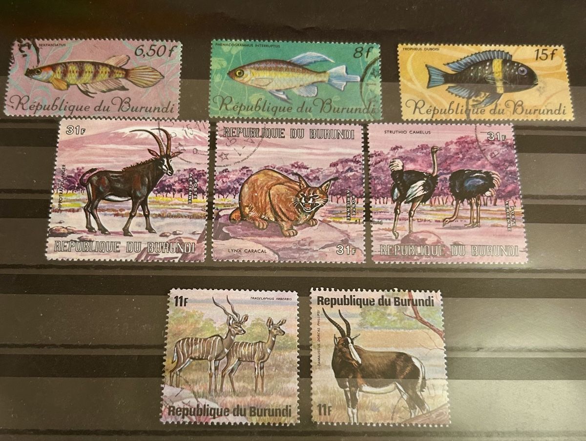 Alle Briefmarken: 8 timbres faune du Burundi – Gebraucht aus Petit-Lancy von Pierre_le_voyageur
