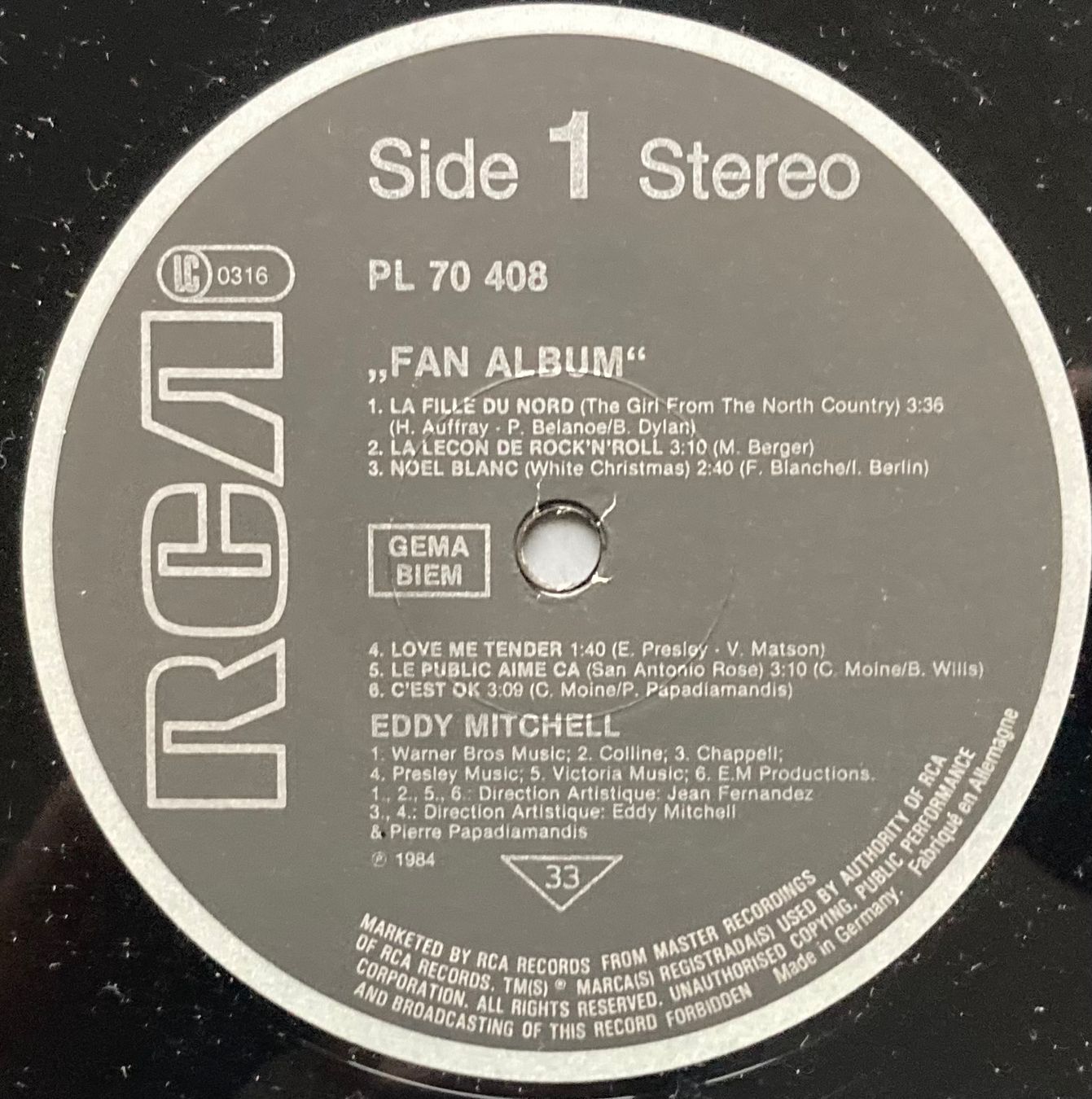 Schallplatten: EDDY MITCHELL - FAN ALBUM – Gebraucht aus Poliez-Pittet von Newtown-Records 2