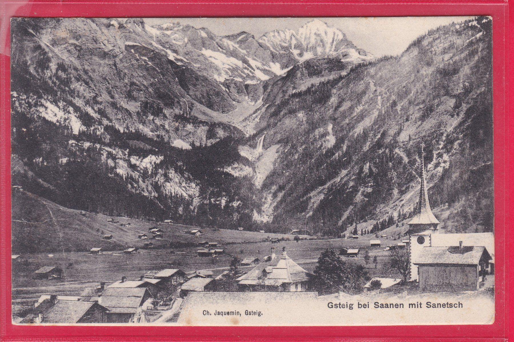 Ansichtskarten: GSTEIG BEI SAANEN MIT SANETSCH, 4.8.1905 – Gebraucht aus Oberrieden von Gebirgsstelze