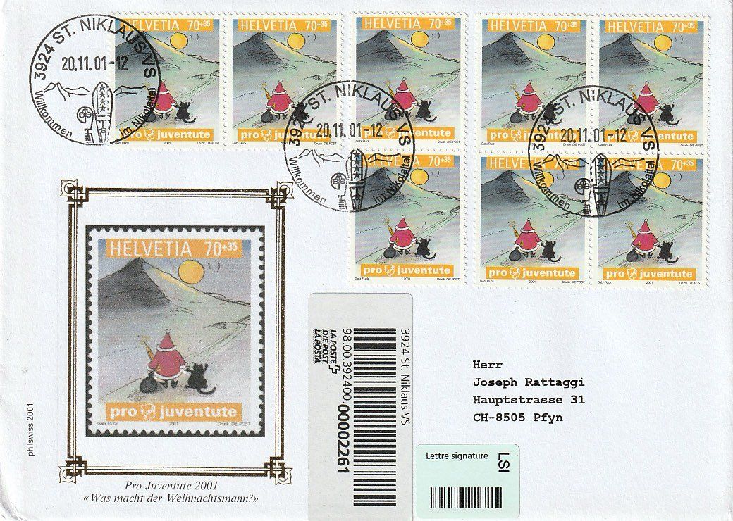 Alle Briefmarken: Spez. PJ-FDC mit Stempel St. Niklaus, Weinachtsmann – Gebraucht aus Zürich von 1BJM5