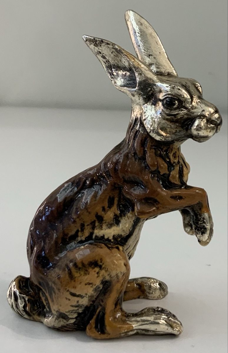 Figuren: Lapin en métal argenté émaillé – Gebraucht aus rolle von Tontonjulot 1