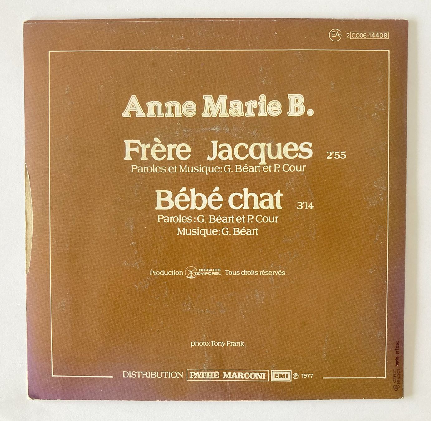 Schallplatten: ANNE MARIE B. - FRERE JACQUES – Gebraucht aus Bottens von hotter-than-hell 1
