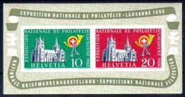 GEDENKBLOCK INT. BRIEFMARKENAUSSTELLUNG LAUSANNE 1955 **EV24