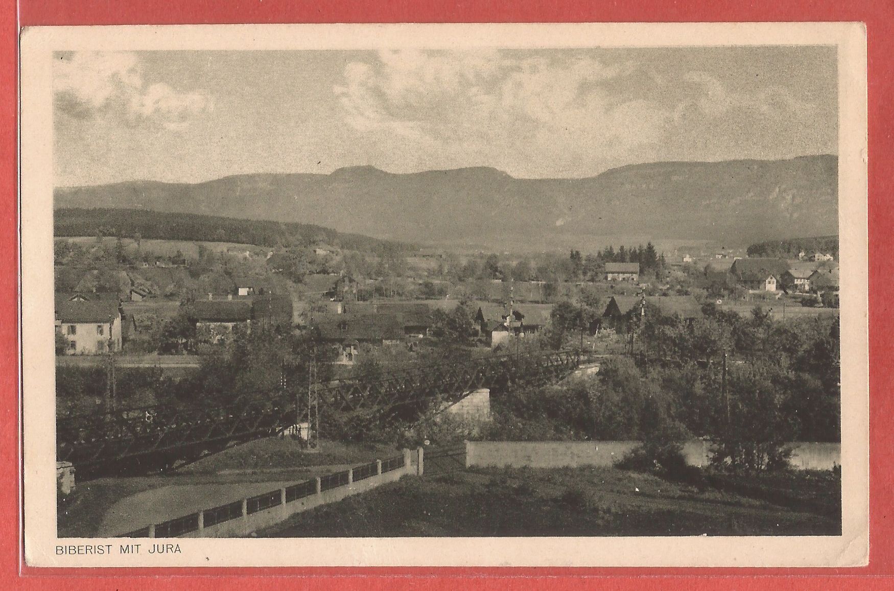 Cartoline postali: Biberist - mit Eisenbahnbrücke über Emme - ca. 1925 – Usato da Fislisbach venduto da Porano