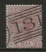 1873 Grossbrit. 2 1/2d lilarosa Freim lose, gestempelt