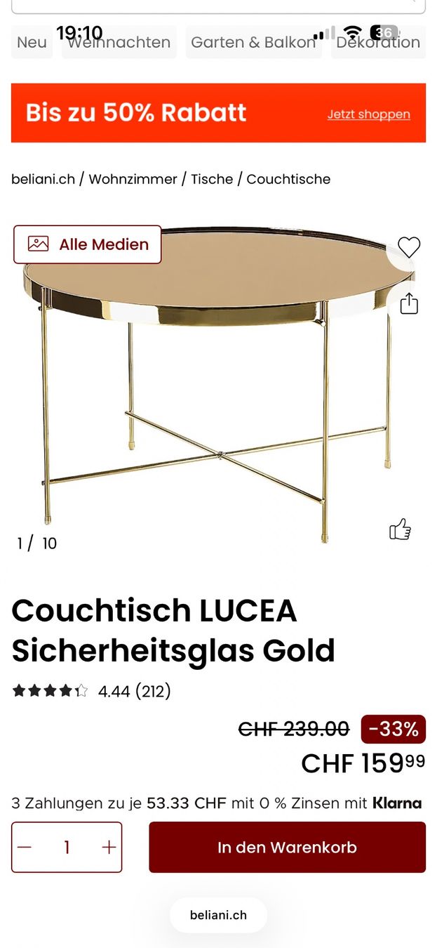 Tavoli: Couchtisch gold – Usato da Dübendorf venduto da bol_h67v 3