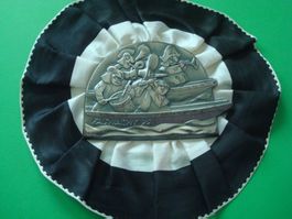 Fasnachtsplakette 1995 Zugsplakette Silber mit Rosette