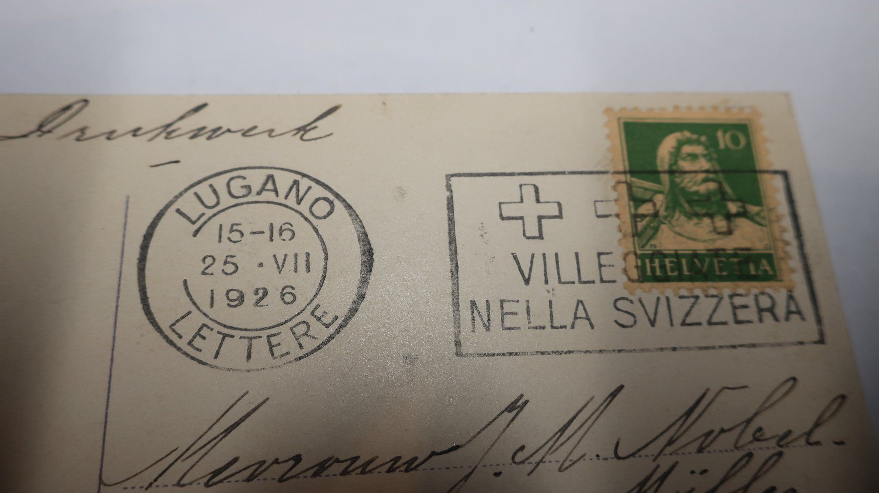 Ansichtskarten: Lugano visto dal Paradiso  1926 – Gebraucht aus Cormoret von Pascalll2001 5
