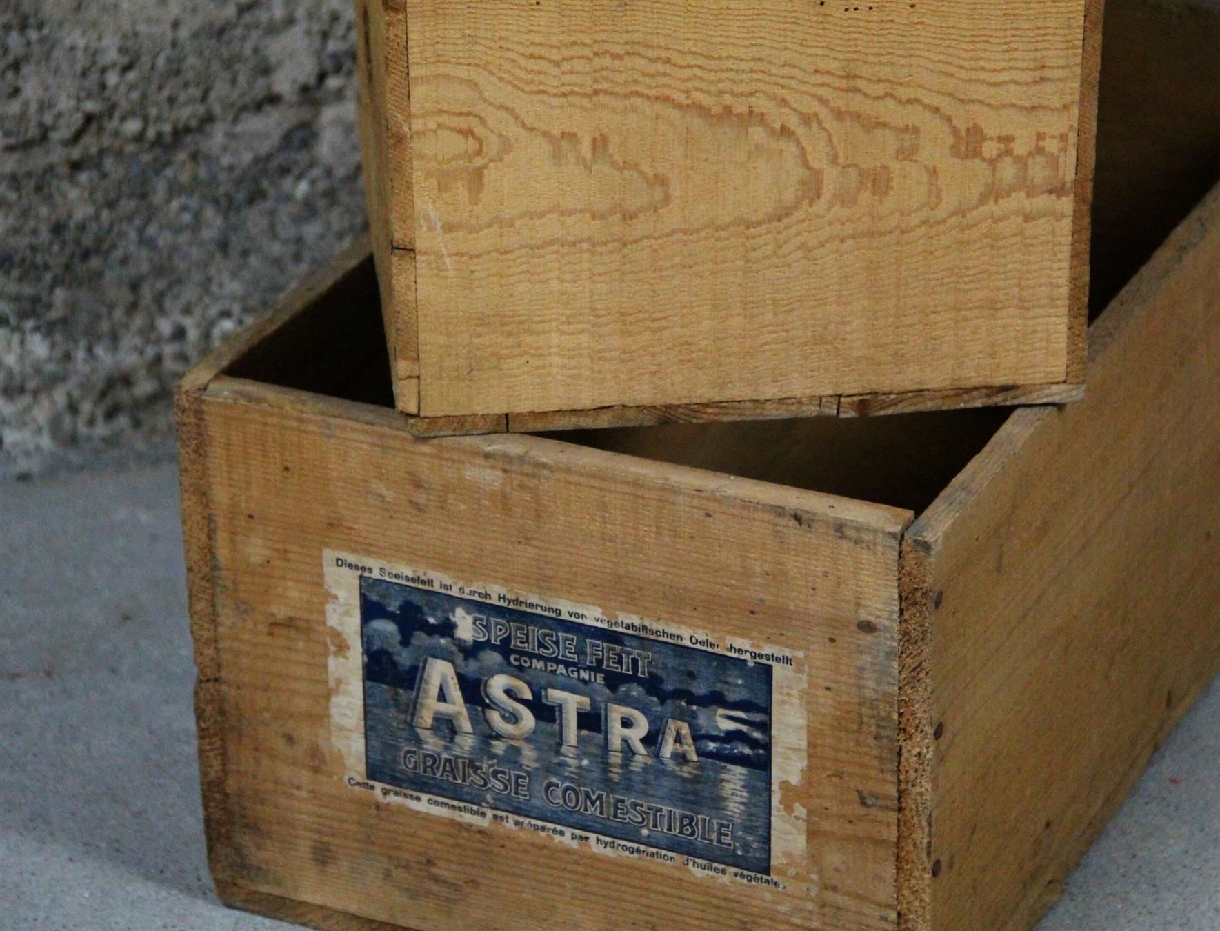 Casse di trasporto: Set à 2 Holzkisten "Astra Speisefett" – Usato da Birrwil venduto da brandschatz_birrwil 1