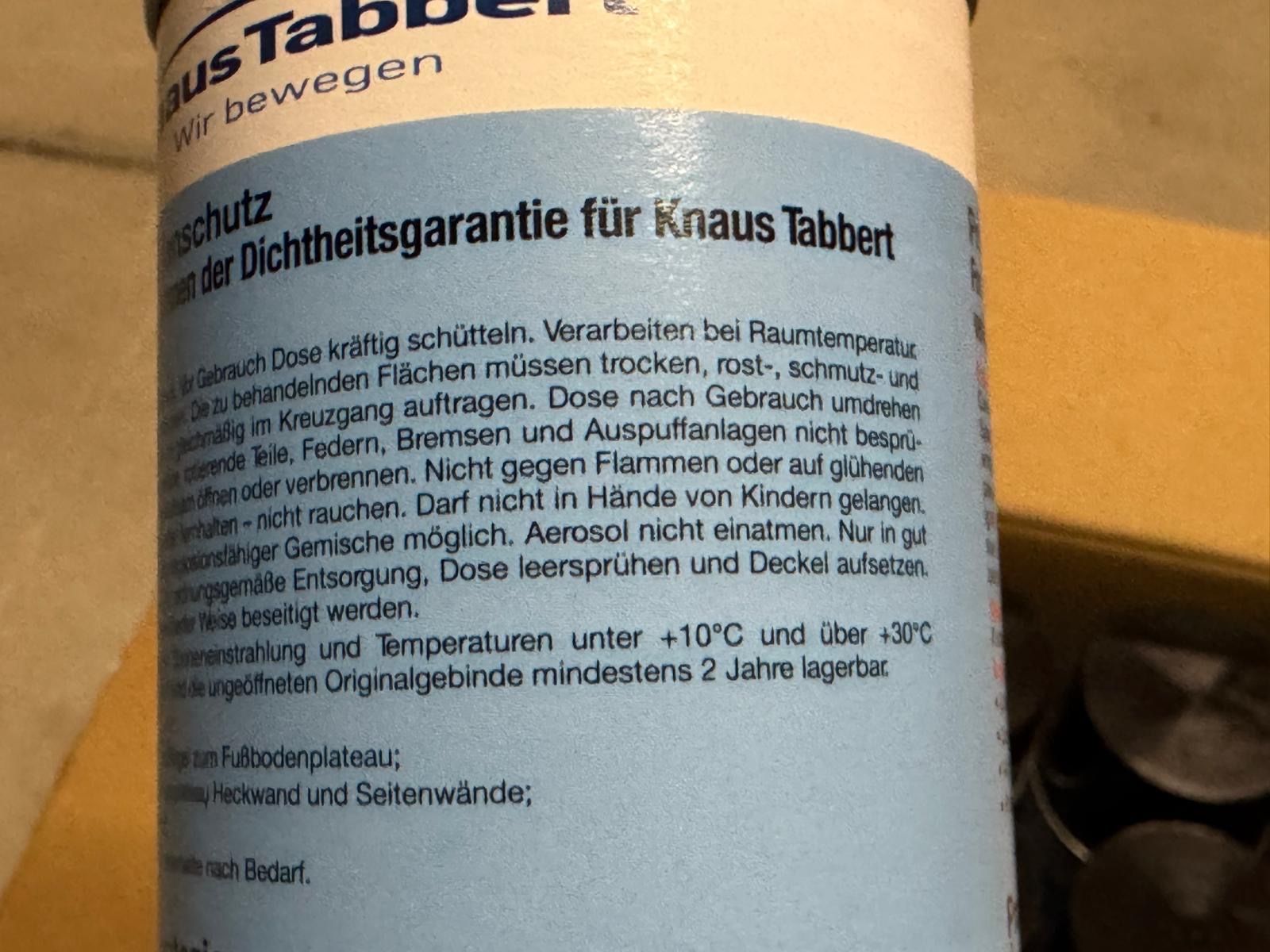 Tutti i ricambio: Knaus Unterbodenschutz 12x500ml – Nuovo e nell'imballaggio originale da Moosseedorf venduto da SDmedia 2