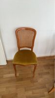 Vintage Cane Back Armchair - Mustard Velvet Seat