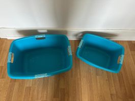 Zwei Wäschewannen Kunststoff blau