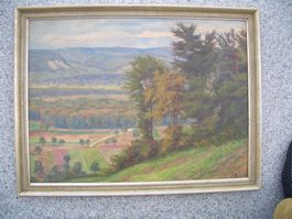 Muttenz/Pratteln  Oelbild vom Wartenberg auf St. Chrischona?