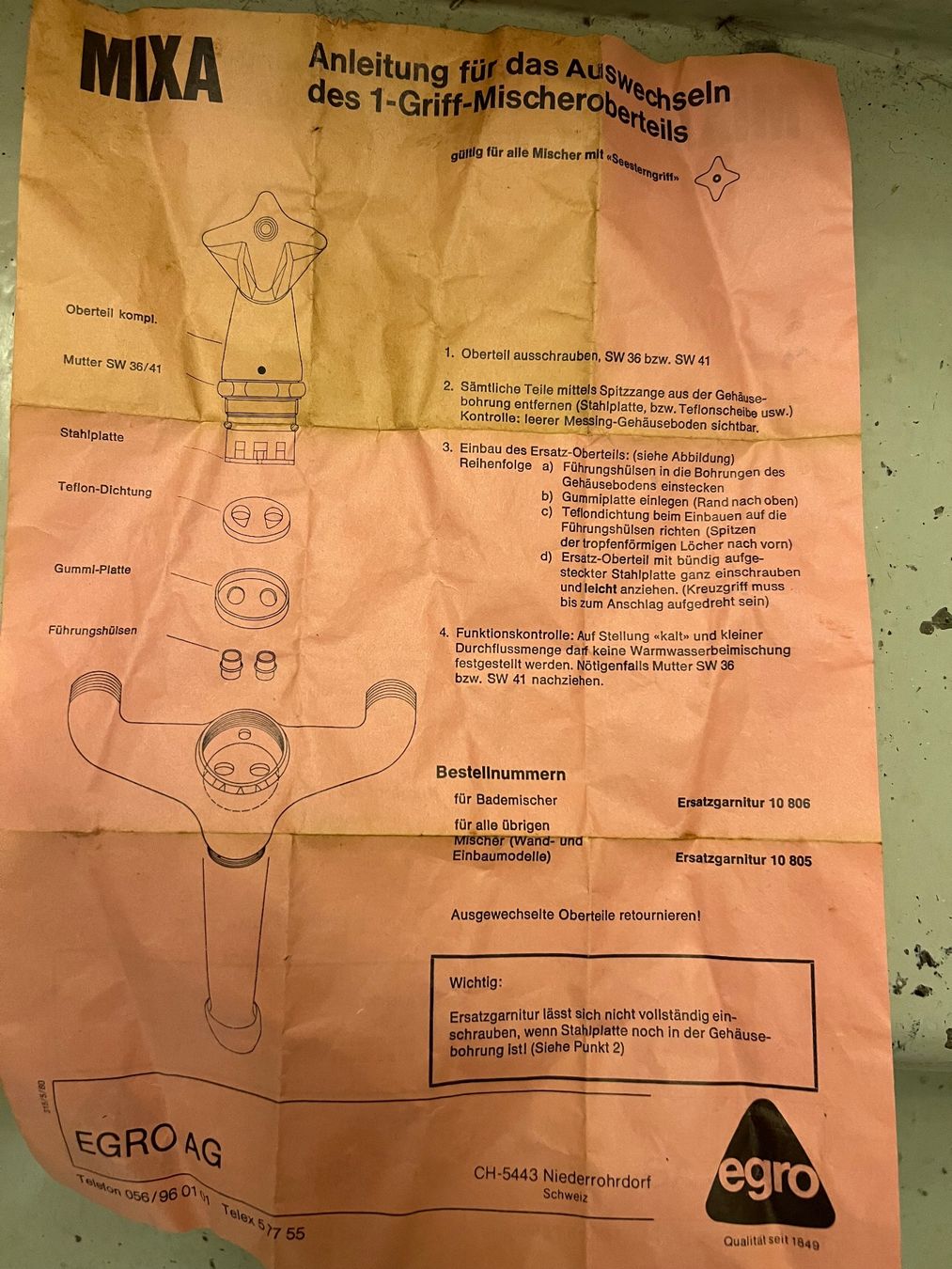 Rubinetteria: Egro Mischerkopf zu Einhandmischer Mixa Küche od. Waschtisch – Nuovo (secondo la descrizione) da Niederrohrdorf venduto da beniledergerber 5
