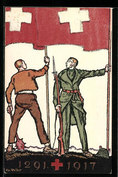 Cartes postales: Schweizer Bundesfeier 1917, Soldat und A – D'occasion à Berlin par bartko-reher