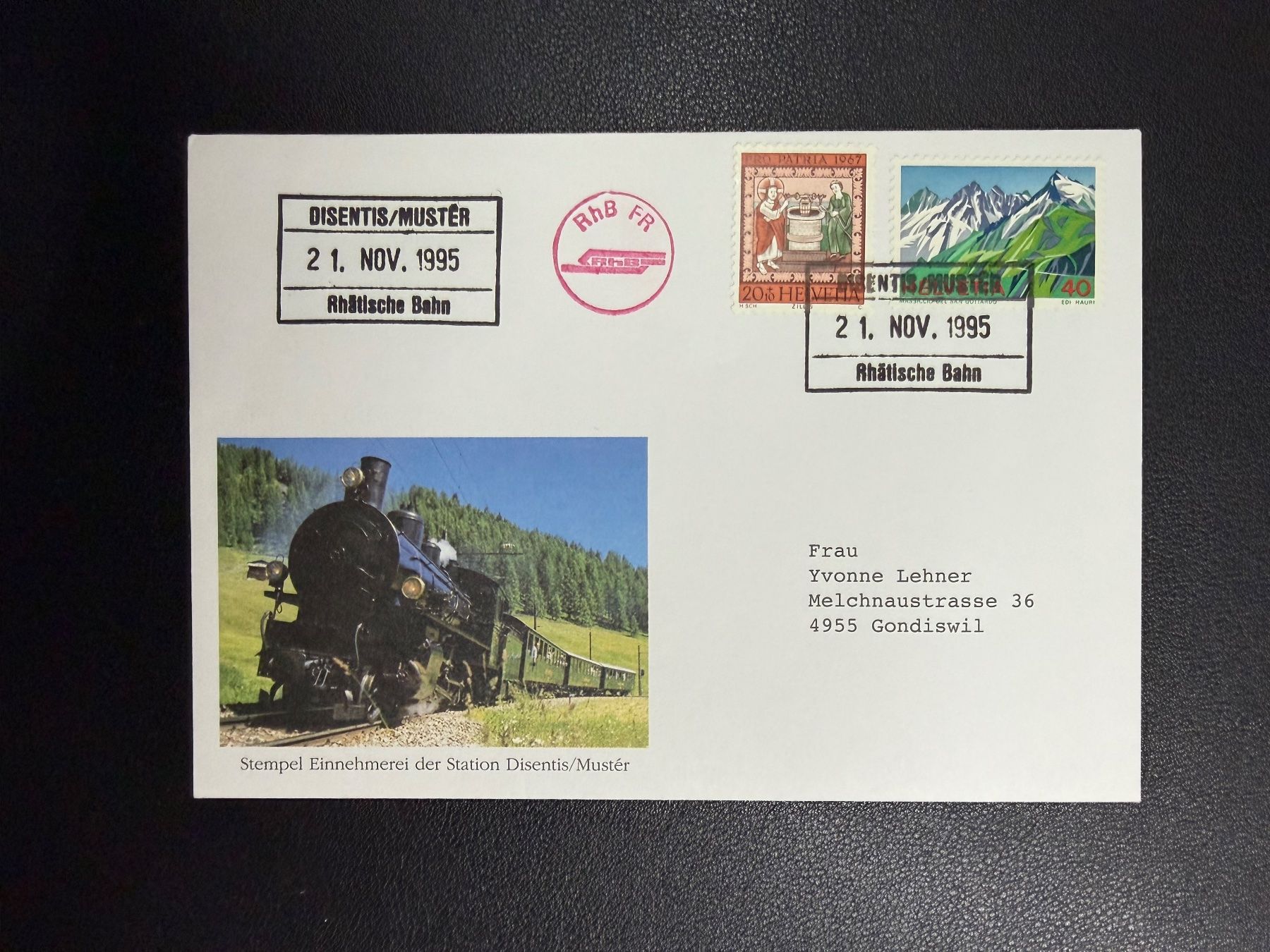 Tous les timbres: Bahnpostbeleg Rhätische Bahn 1995 – D'occasion à oberrüti par jeanmei