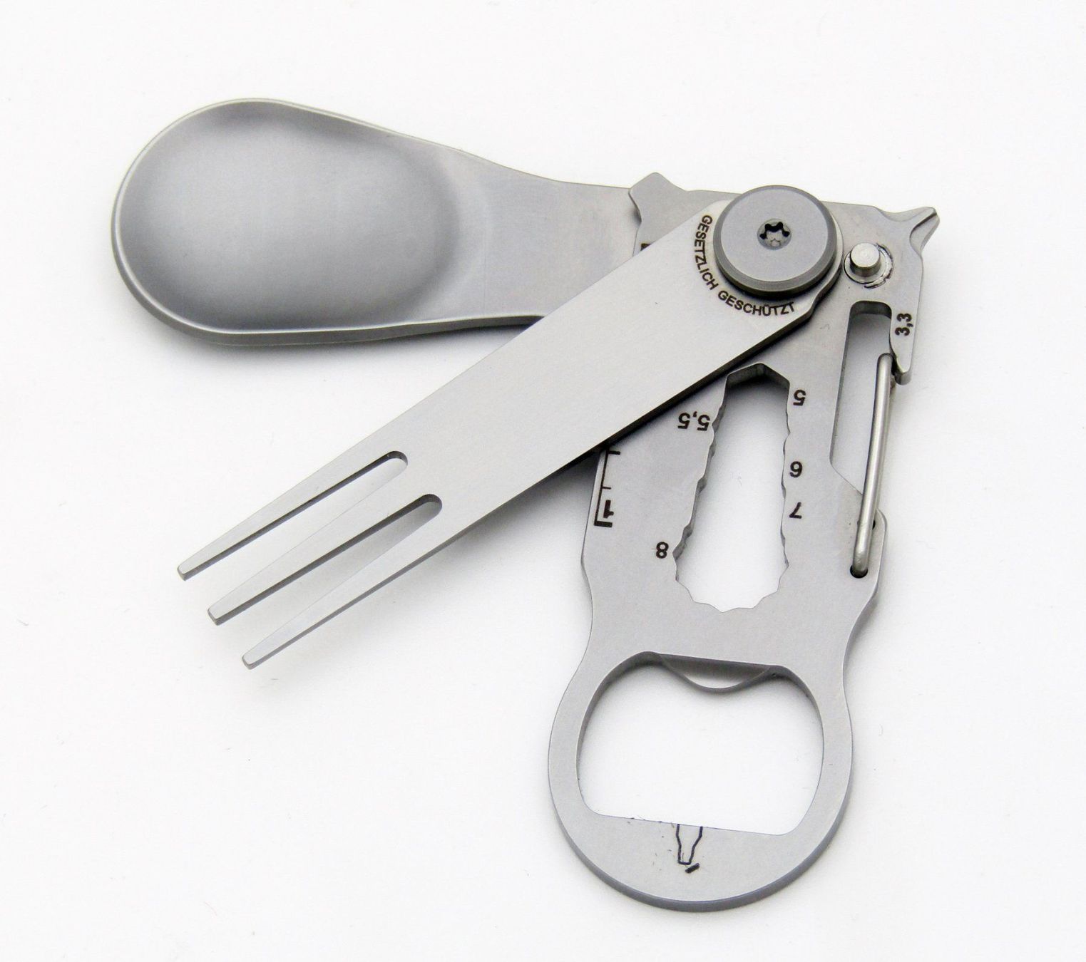 Portachiavi: Richartz MINI Multitool, Schlüsselanhänger m. Löffel + Gabel – Nuovo e nell'imballaggio originale da Berneck venduto da imp0308