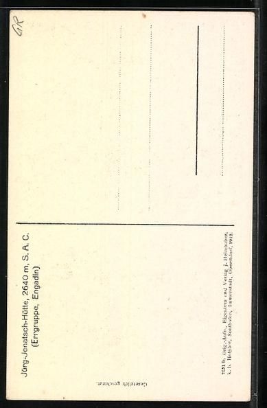 Cartoline postali: Jürg Jenatschhütte /Engadin, Berghütt – Usato da Berlin venduto da bartko-reher 1