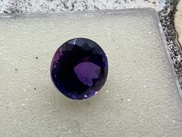 Tanzanit, dunkelviolett, 9.8ct, rund, Echtheitsbescheinigung