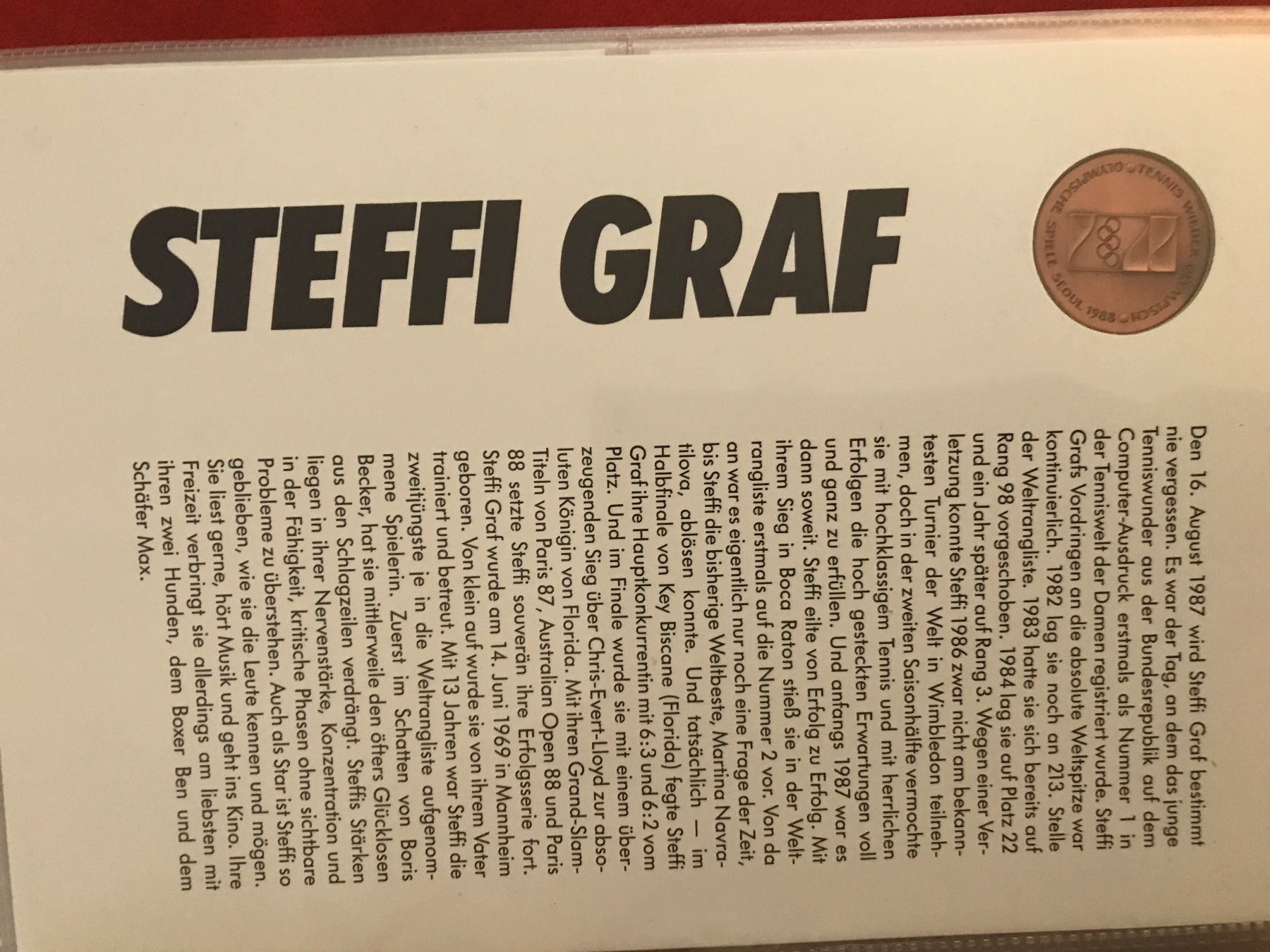 Alle Münzen: Numis-Brief Steffi Graf - 1988 – Gebraucht aus St.Gallen von Bigdisch 1