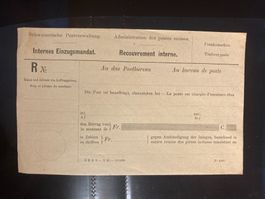 Schweiz 1893 Internes Einzugsmandat ungebraucht