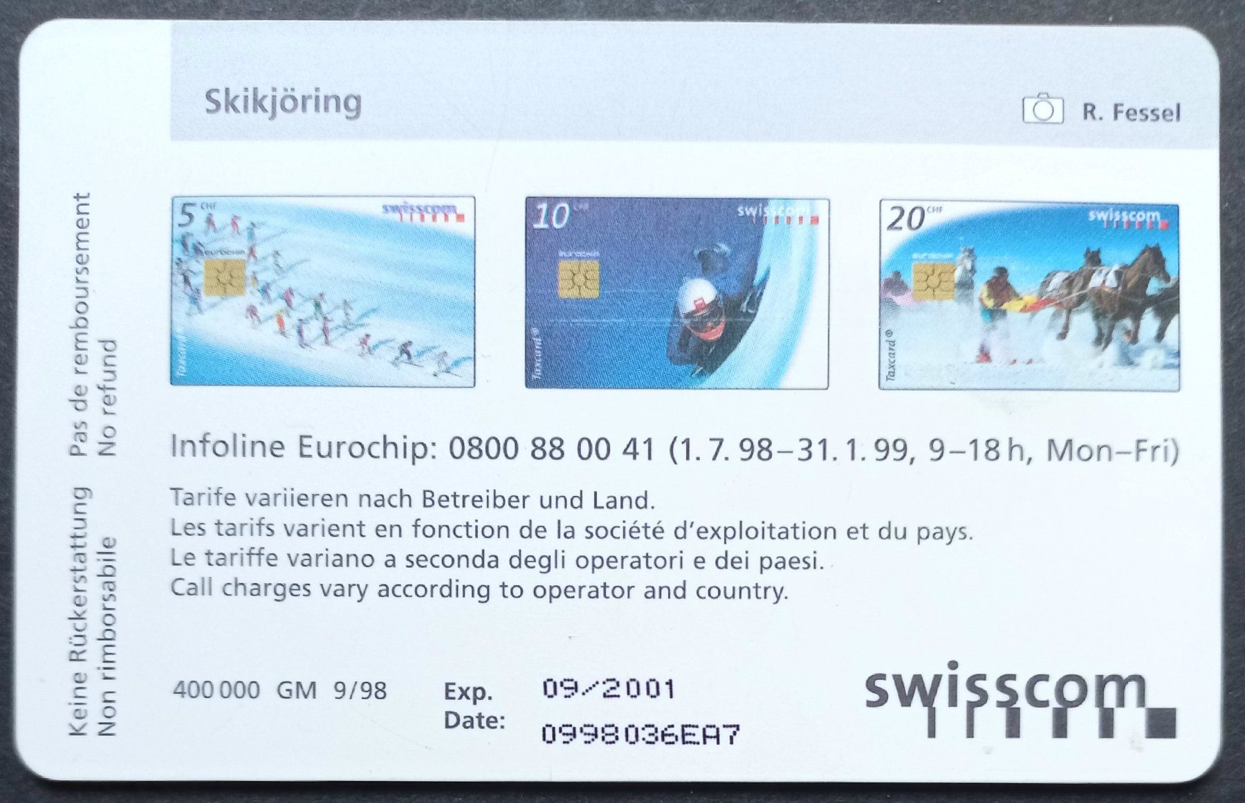 Swisscom Telefon- & Taxkarten: Taxcard - Skikjöring - CH – Gebraucht aus Niederuzwil von lubimaja 1