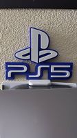Stylisches PS5 3D Logo in Blau Weiss, perfekte GamingDeko