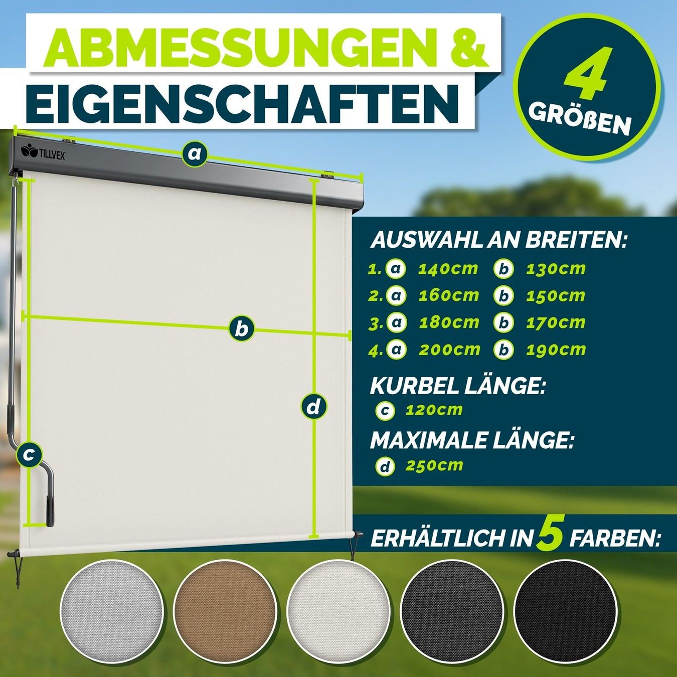 Tende da sole: Aussen-Senkrechtmarkise 200x250 beige – Nuovo e nell'imballaggio originale da Bottighofen venduto da zaap 3